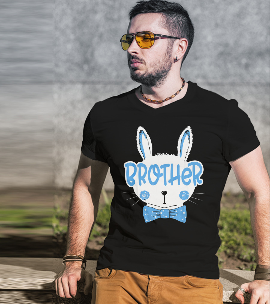 Brother Blue Easter Bunny Star Bowtie T-Shirt