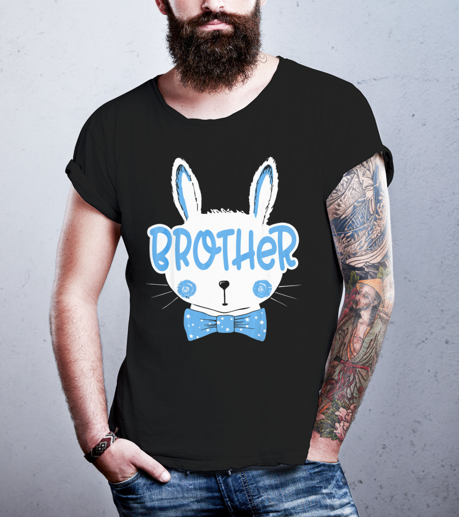 Brother Blue Easter Bunny Star Bowtie T-Shirt
