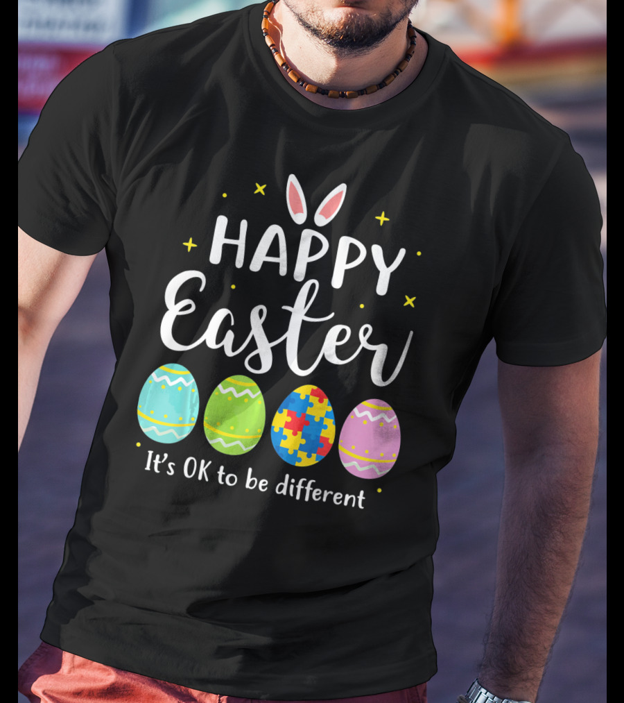 Happy Easter Bunny Puzzle Egg It's OK To Be Different T-Shirt