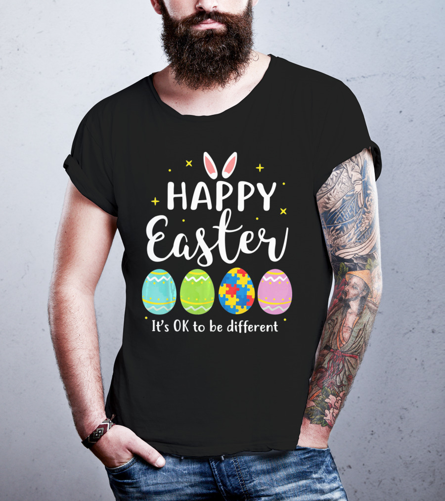 Happy Easter Bunny Puzzle Egg It's OK To Be Different T-Shirt