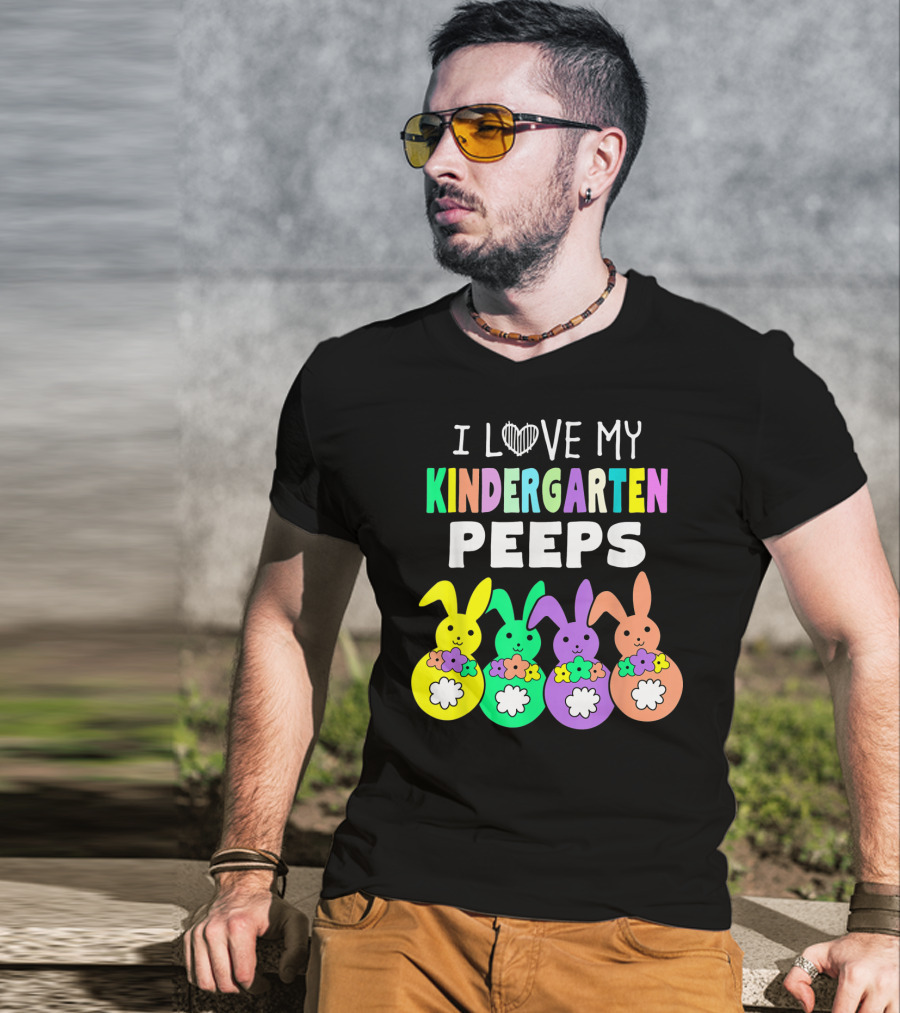 I Love My Kindergarten Peeps Happy Easter Bunnies T-Shirt