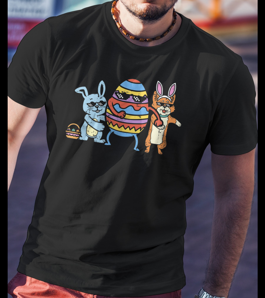 Flossing Easter Crew Bunnies Dancing With Egg T-Shirt