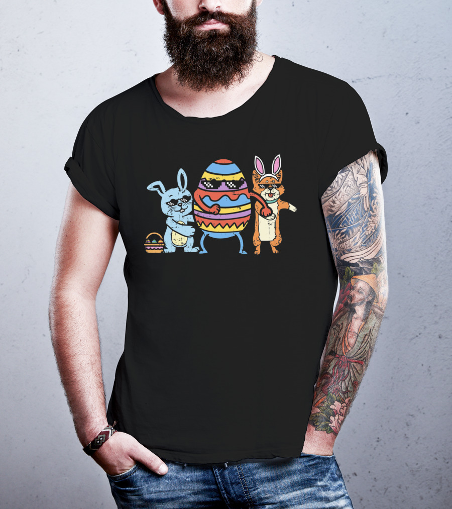 Flossing Easter Crew Bunnies Dancing With Egg T-Shirt