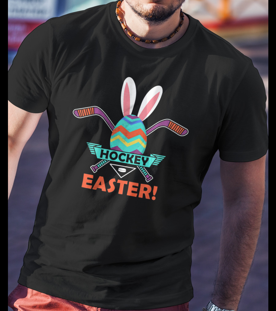Hockey Easter Egg Bunny Boys Girl Easter T-Shirt