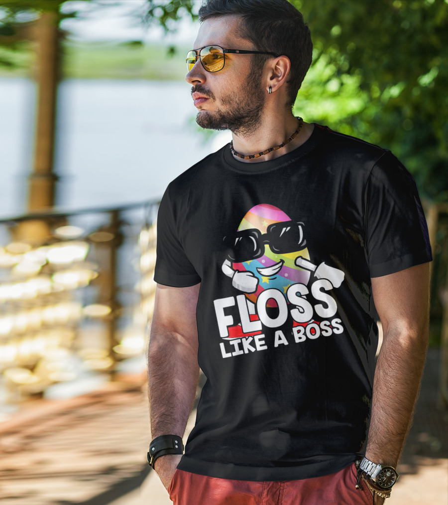 Floss Like A Boss Rainbow Egg With Sunglasses T-Shirt