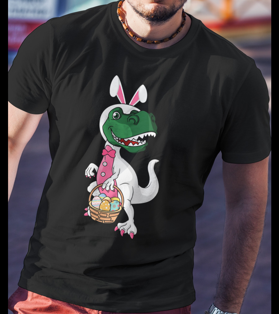Funny Dinosaur Bunny Rex Easter Basket T-Shirt