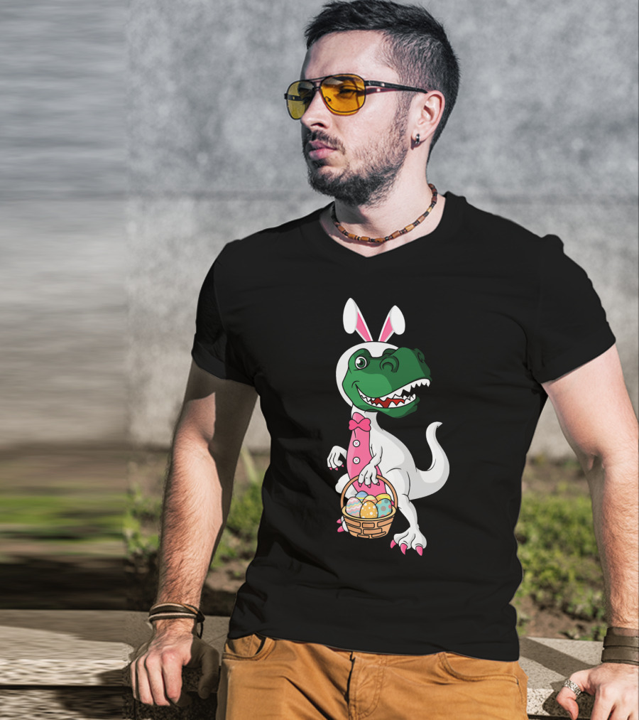 Funny Dinosaur Bunny Rex Easter Basket T-Shirt