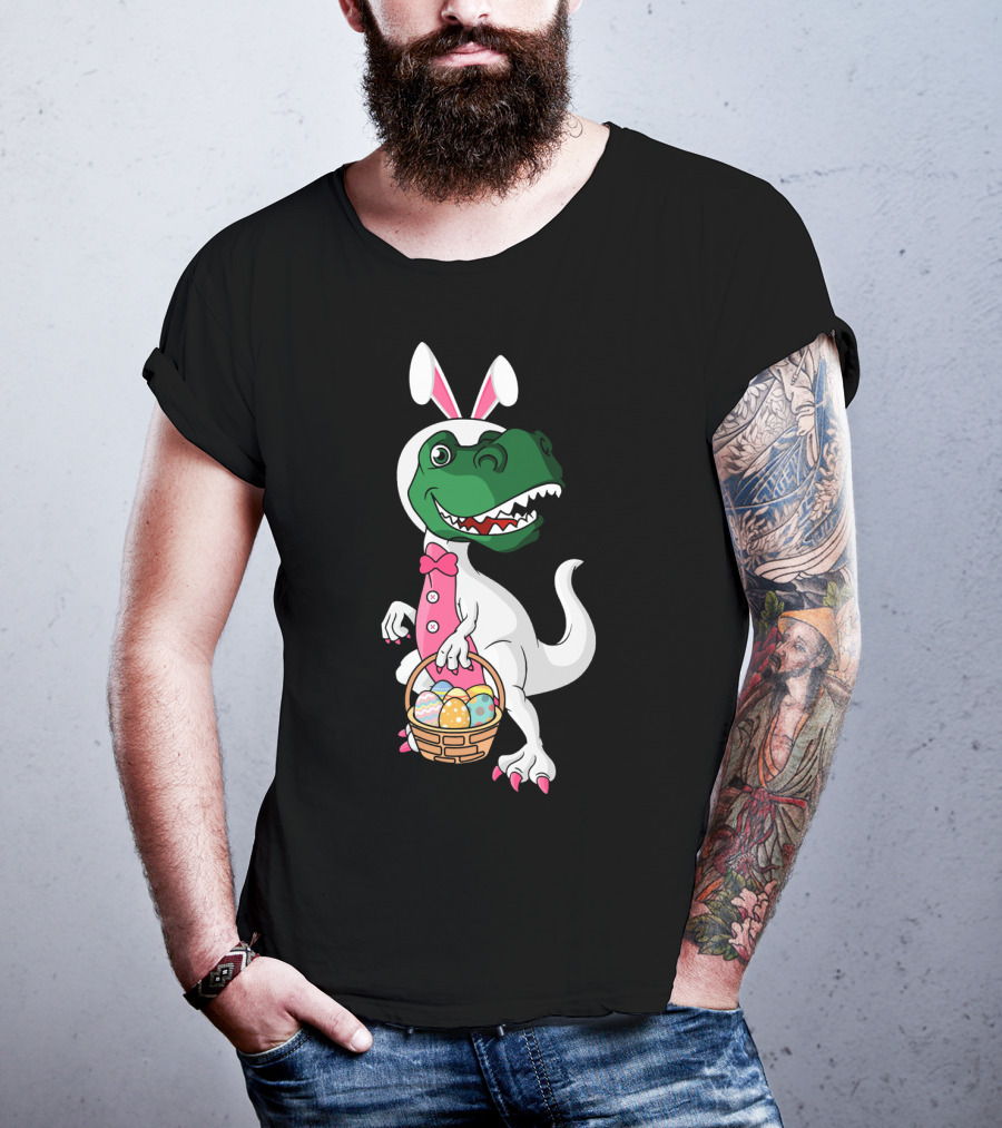 Funny Dinosaur Bunny Rex Easter Basket T-Shirt