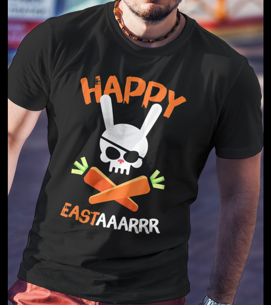 HAPPY EASTAAARRR Bunny Skull Pirate Carrots T-Shirt
