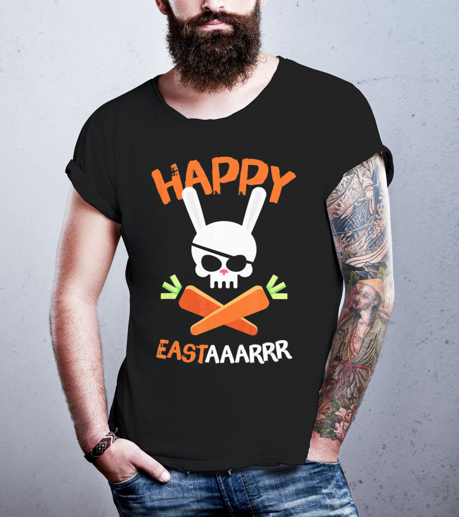 HAPPY EASTAAARRR Bunny Skull Pirate Carrots T-Shirt