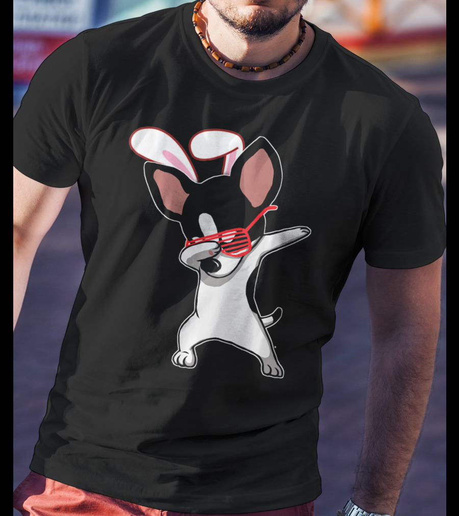 Easter Bunny Dabbing Chihuahua With Bunny Ears And Sunglasses T-Shirt