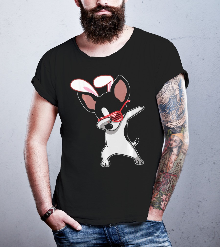Easter Bunny Dabbing Chihuahua With Bunny Ears And Sunglasses T-Shirt