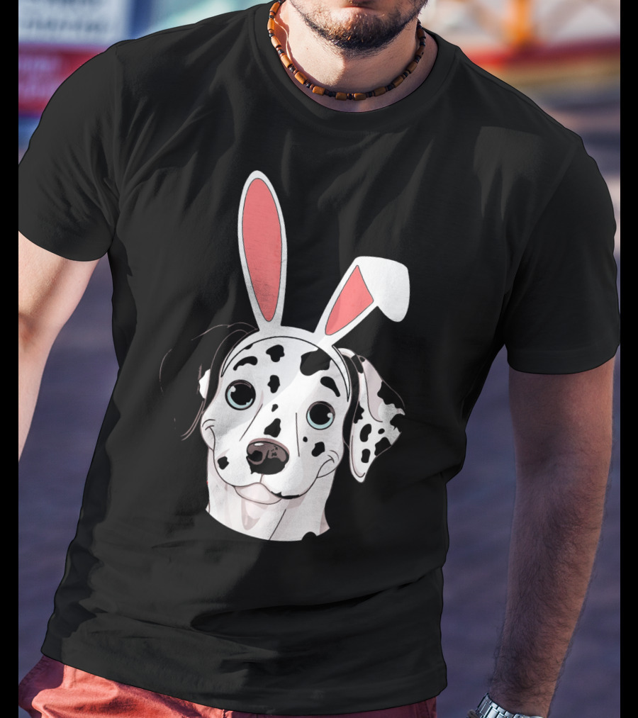 Dalmatian With Bunny Ears For Happy Easter T-Shirt