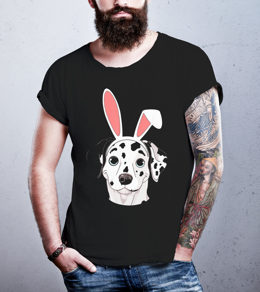 Dalmatian With Bunny Ears For Happy Easter T-Shirt