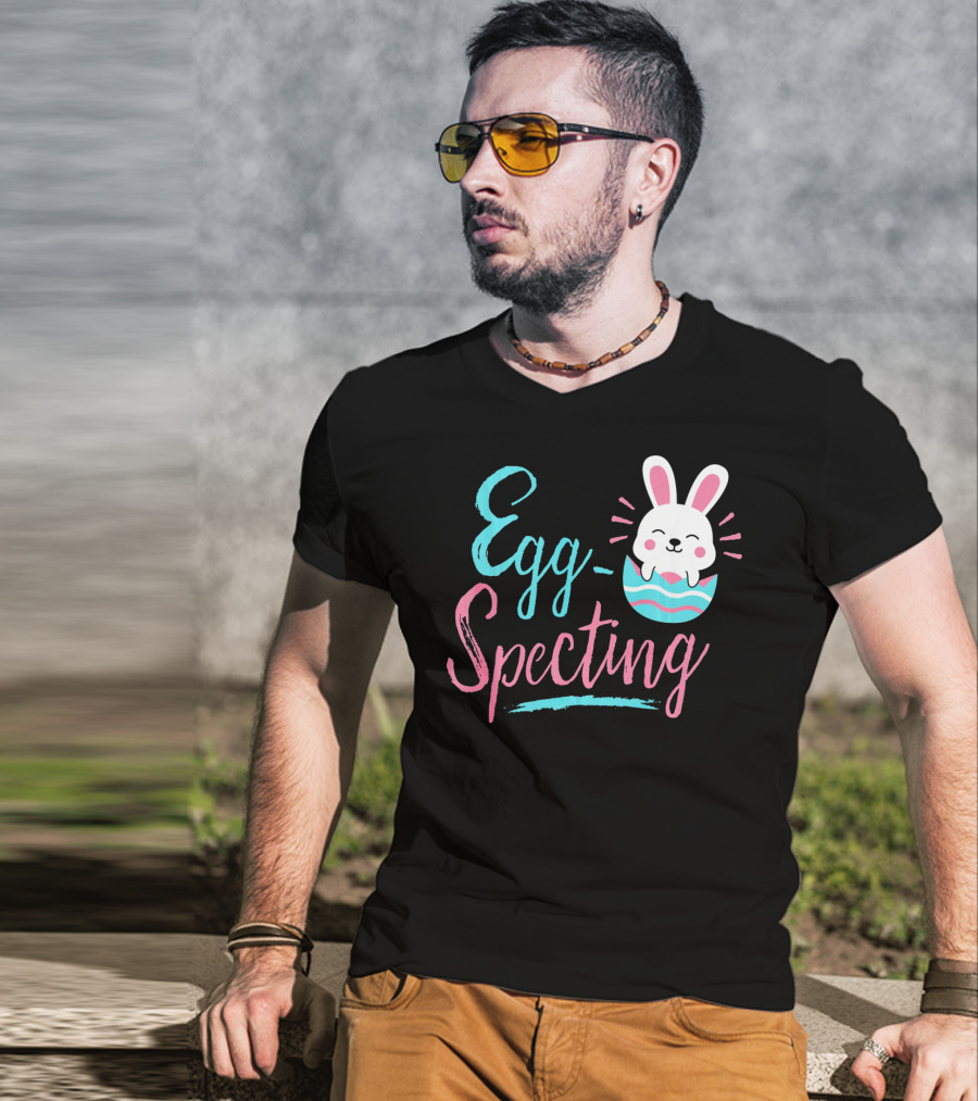 Egg-Specting Funny Easter Bunny In Decorated Egg T-Shirt