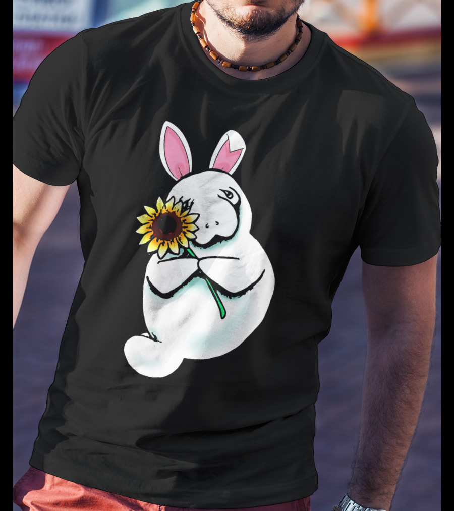 Sunflower Hugging Manatee Bunny T-Shirt