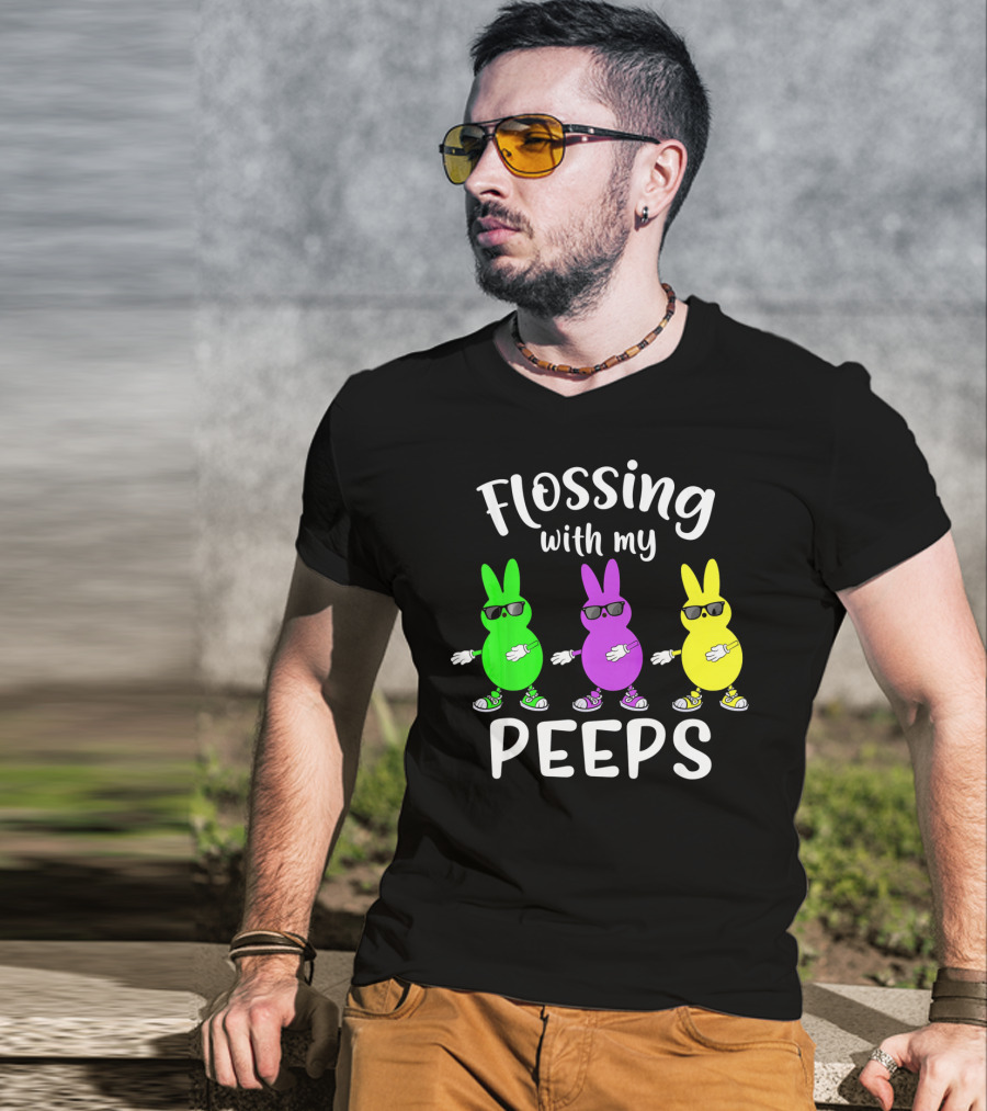 Flossing With My Peeps Bunny Dancing Fun T-Shirt