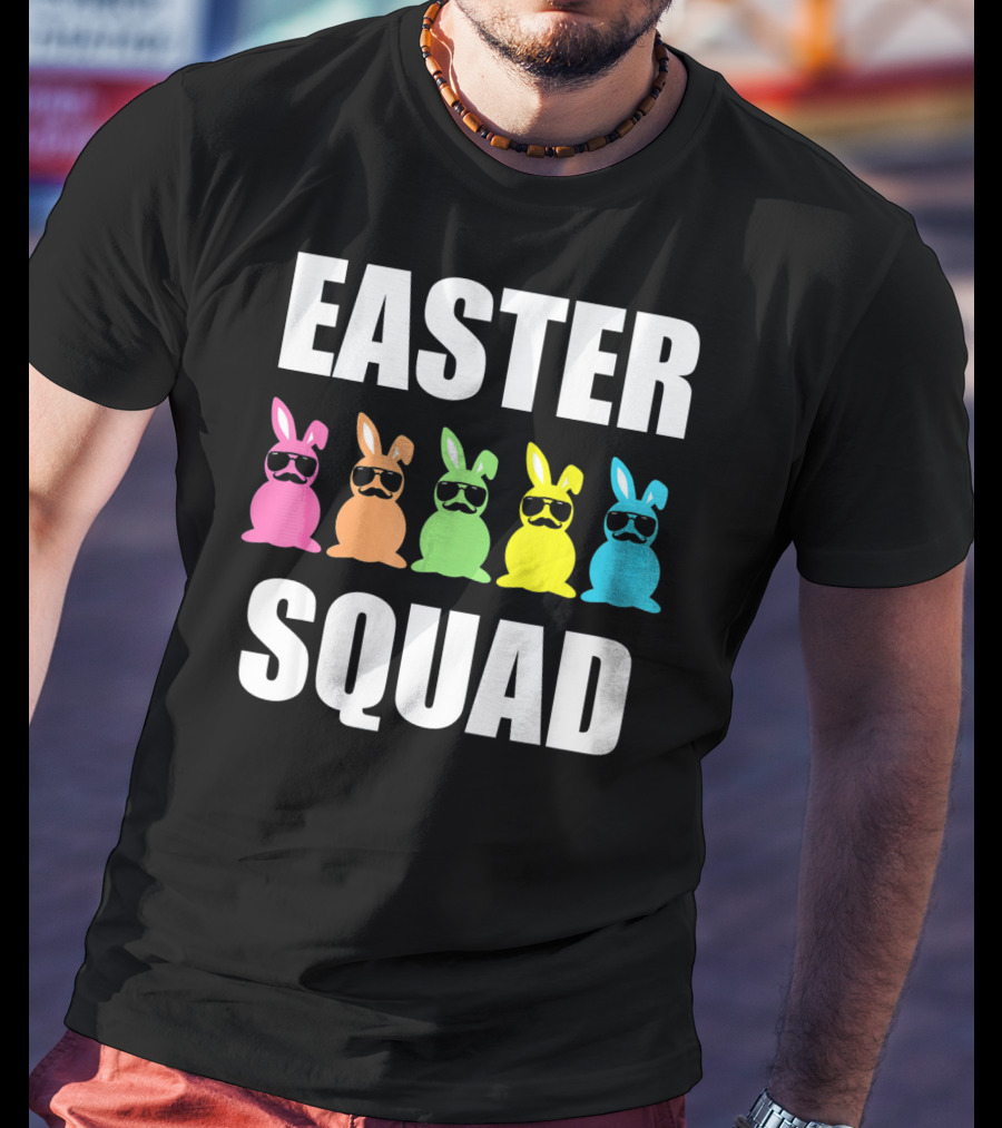 Easter Squad Family Funny Mustache Bunny Egg Hunting T-Shirt