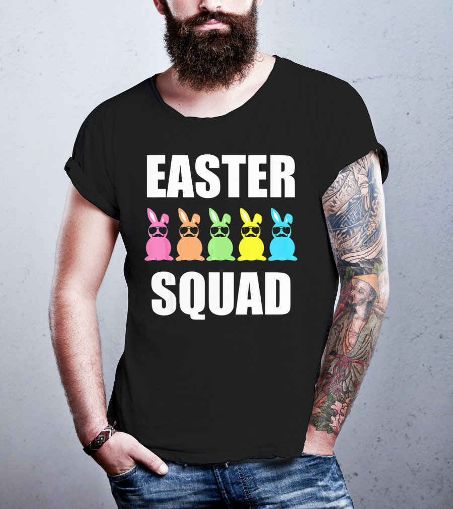 Easter Squad Family Funny Mustache Bunny Egg Hunting T-Shirt