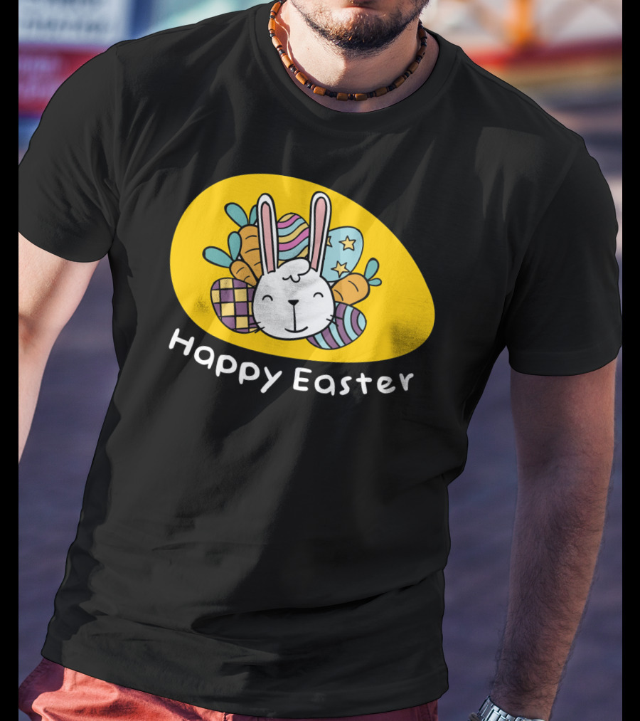 Happy Easter Bunny With Colorful Eggs T-Shirt