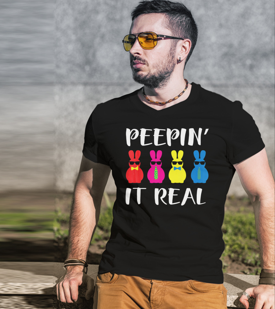 Peepin It Real Easter Bunni Sunglasses Bowties And Ties T-Shirt