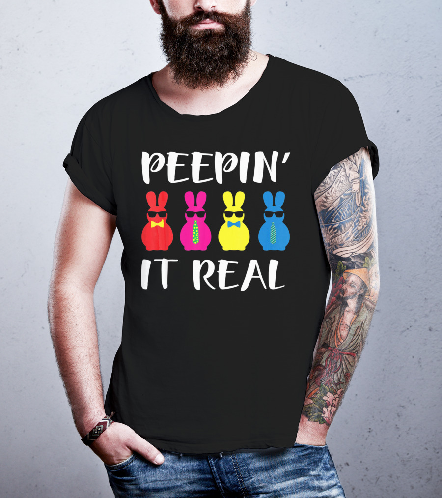 Peepin It Real Easter Bunni Sunglasses Bowties And Ties T-Shirt