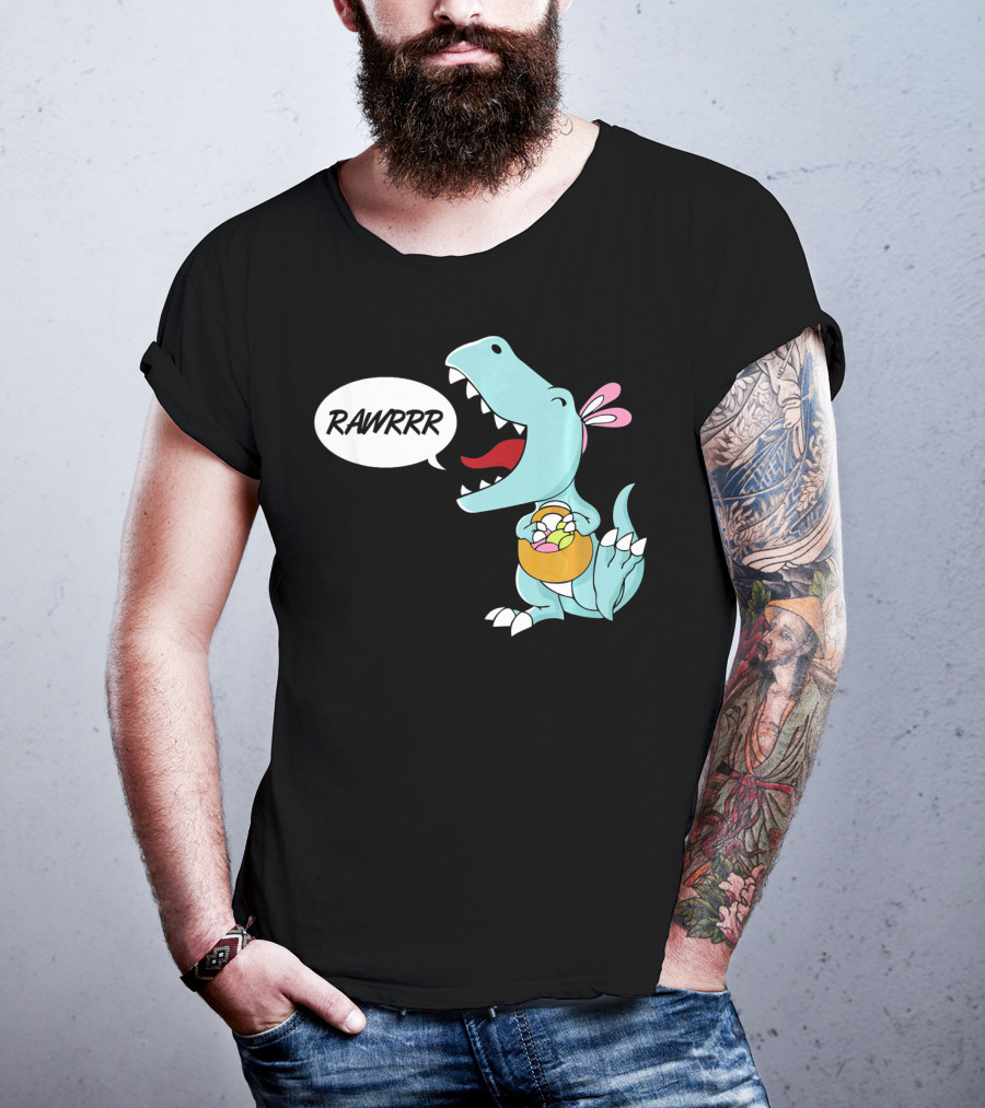 Rawrrr Bunnysaurus Rex Easter Dinosaur With Basket T-Shirt