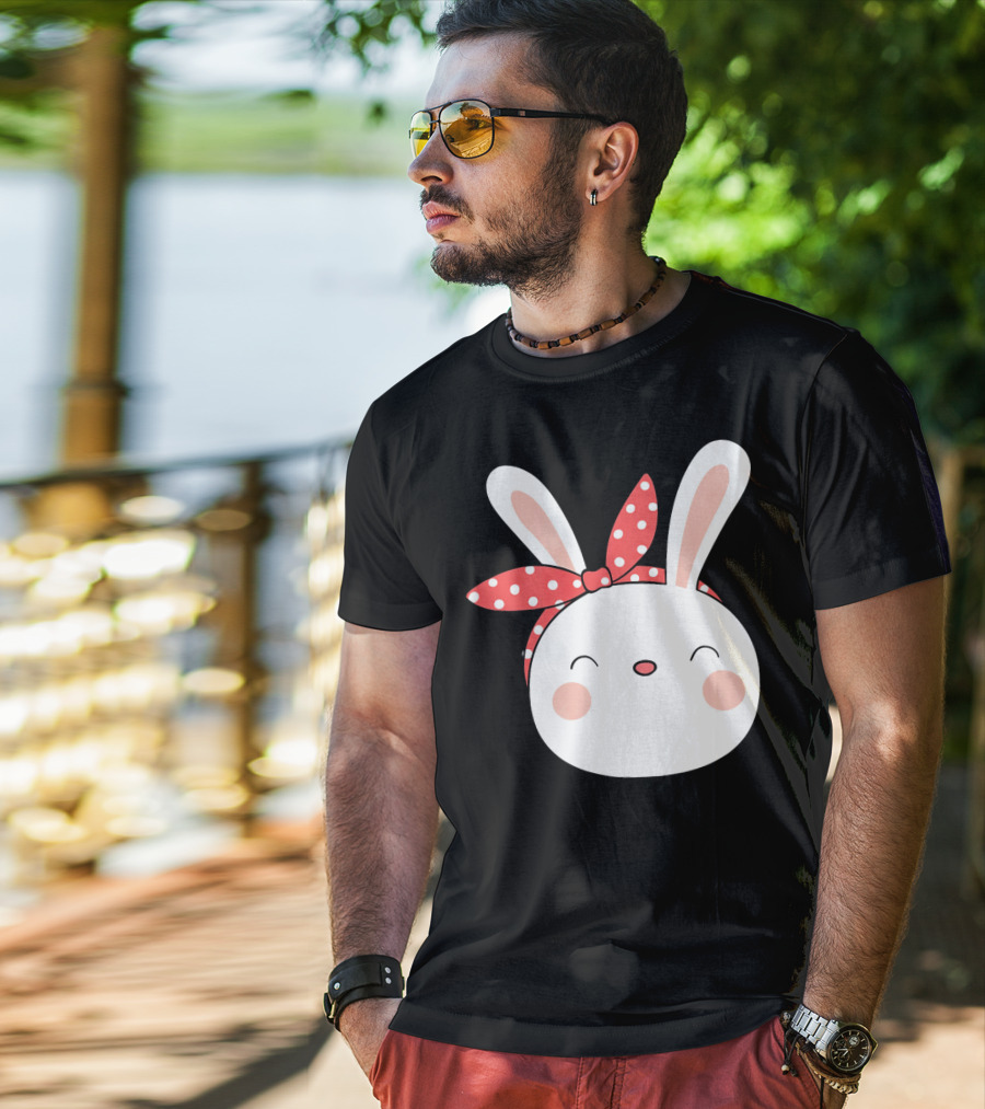 Easter Bunny With Polka Dot Headband T-Shirt