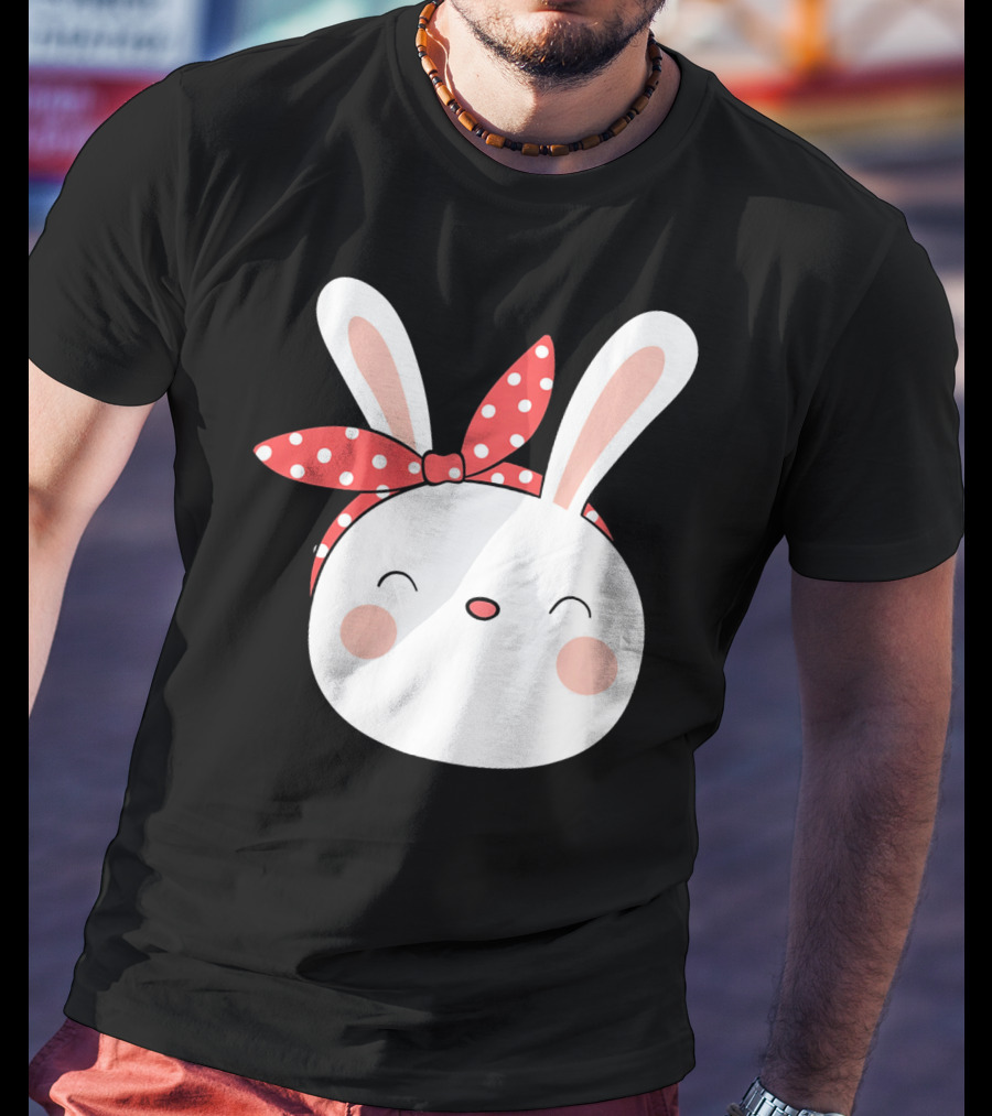 Easter Bunny With Polka Dot Headband T-Shirt