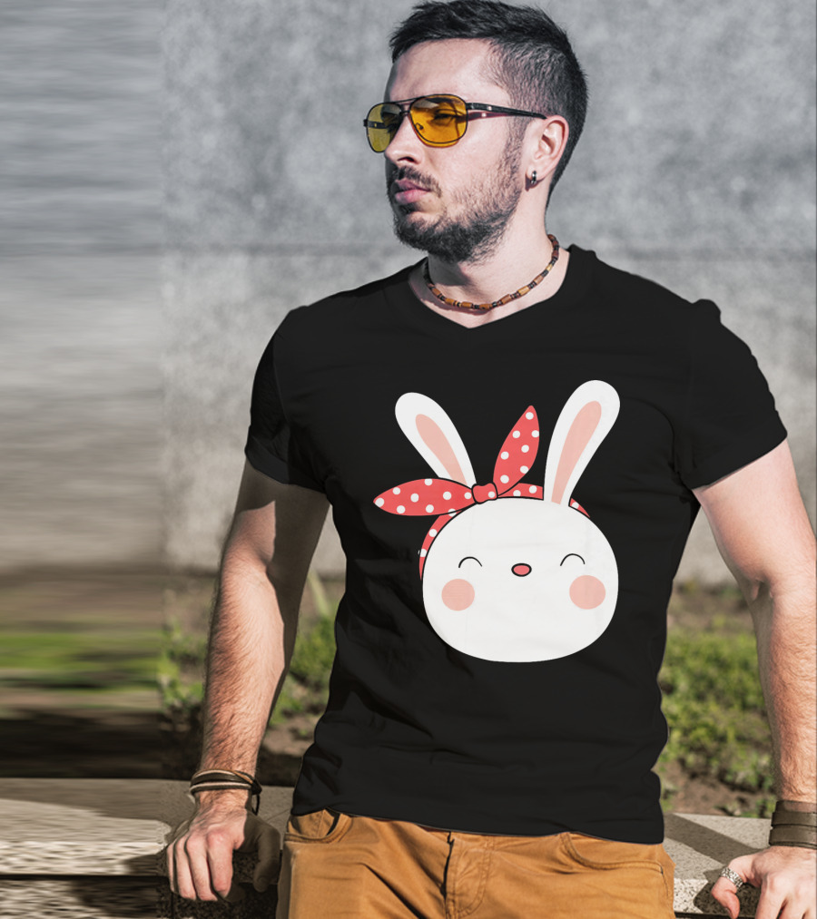 Easter Bunny With Polka Dot Headband T-Shirt