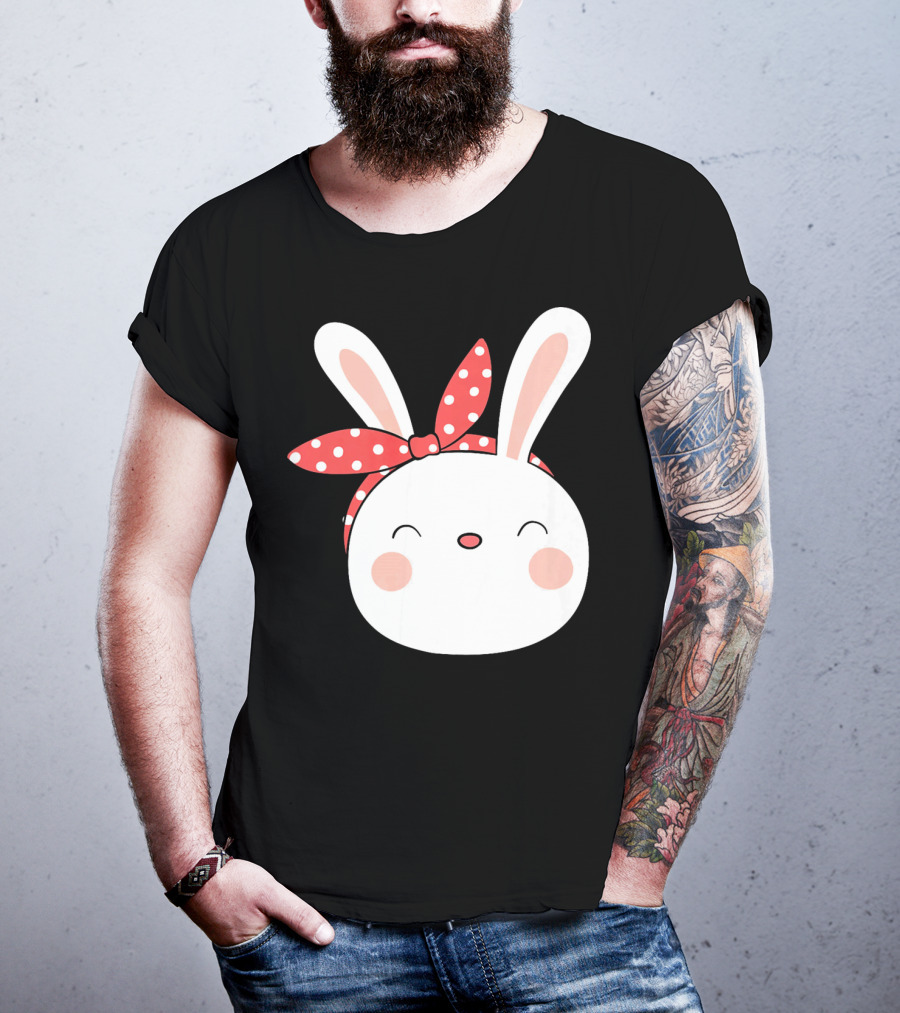 Easter Bunny With Polka Dot Headband T-Shirt