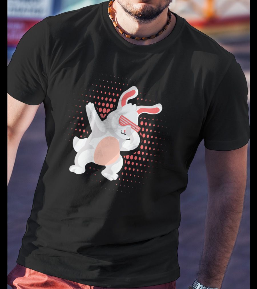Funny Dabbing Hip Hop Bunny Easter With Shades T-Shirt