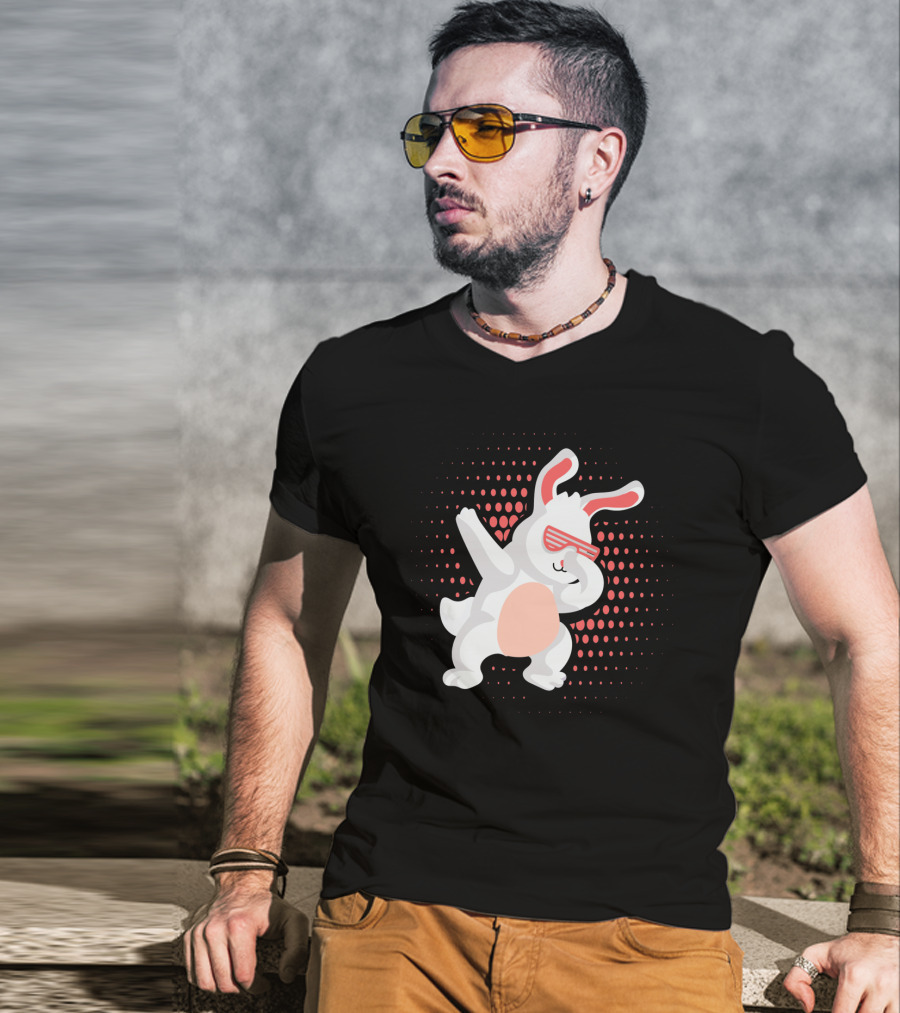 Funny Dabbing Hip Hop Bunny Easter With Shades T-Shirt
