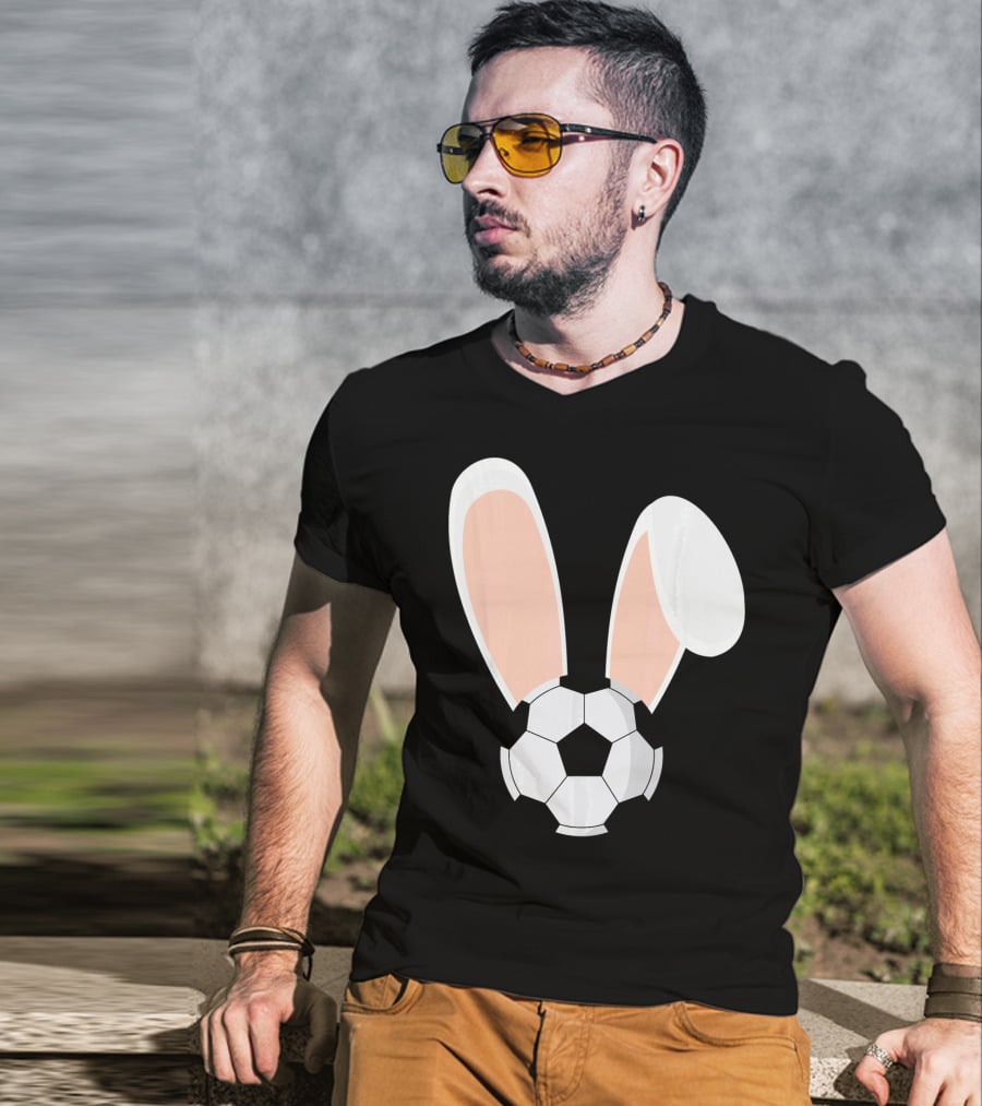 Easter Rabbit Bunny Ears Soccer Ball Combination T-Shirt