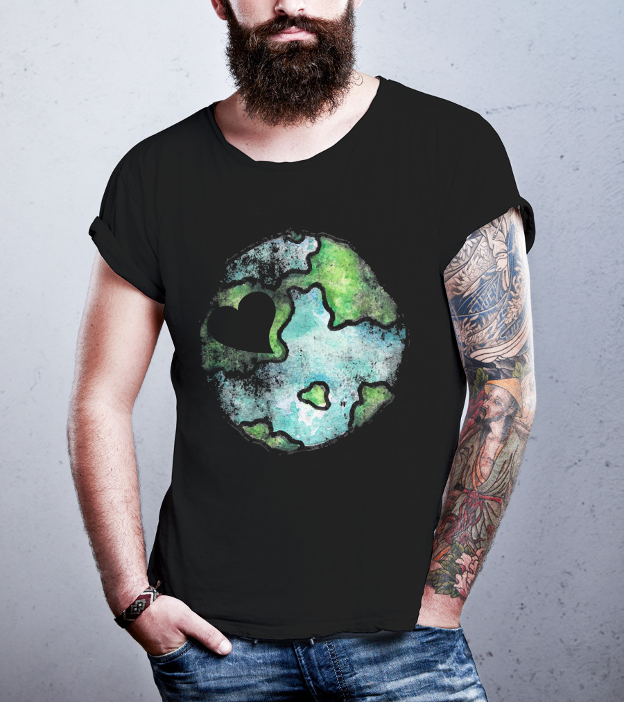 Earth Day Love Heart Vintage Artistic Planet T-Shirt