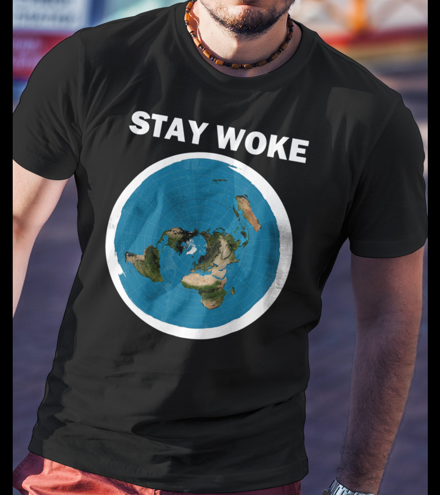 Stay Woke Flat Earth Map Representation T-Shirt