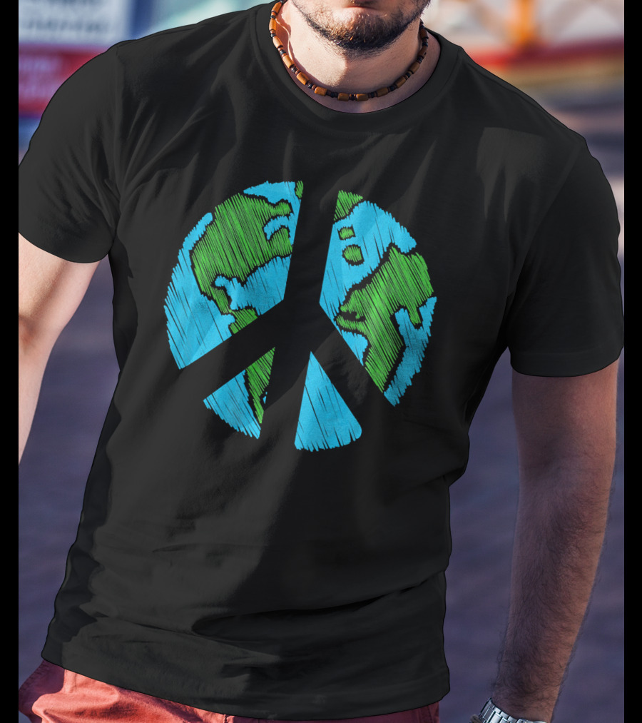 Retro Vintage Peace On Earth Day World Map T-Shirt