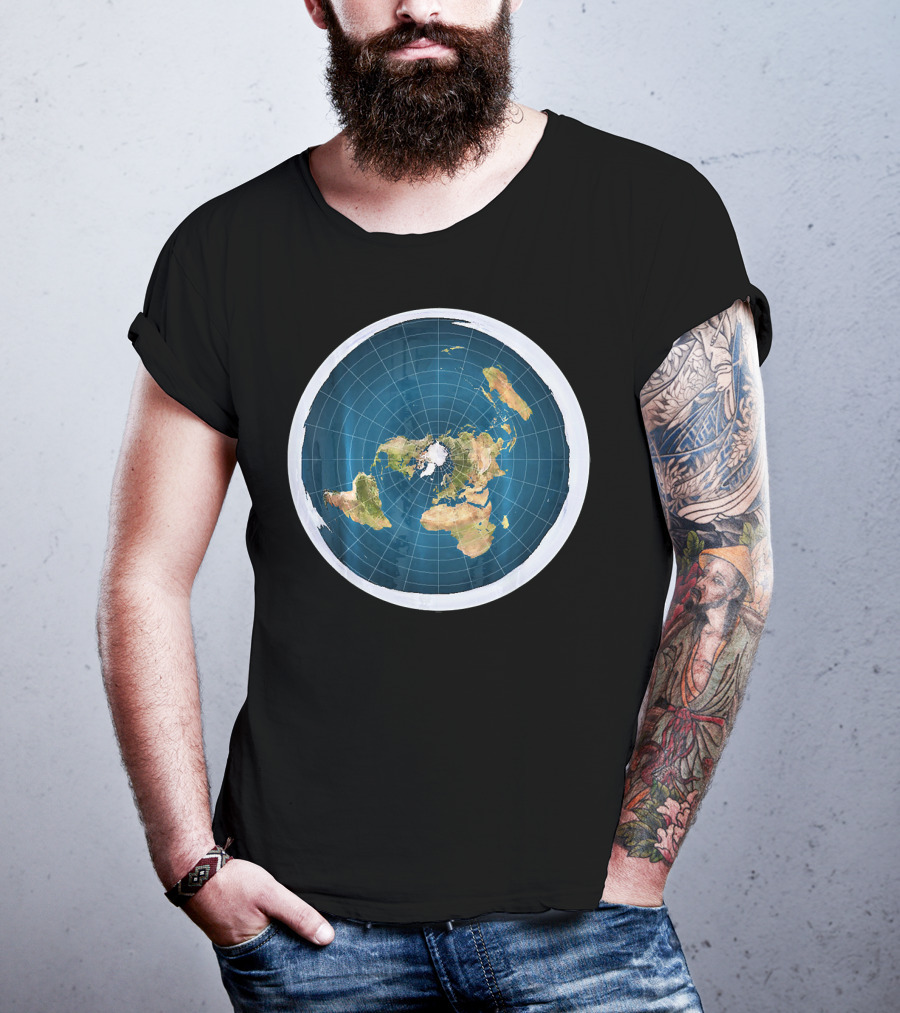 Map Of The Flat Earth Circular Projection T-Shirt