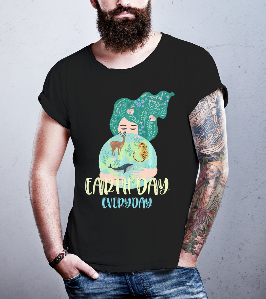 EARTH DAY EVERYDAY For Girls With Nature And Wildlife Elements T-Shirt