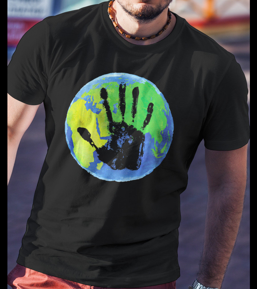 Earth Day Globe With Handprint Nature Conservation T-Shirt