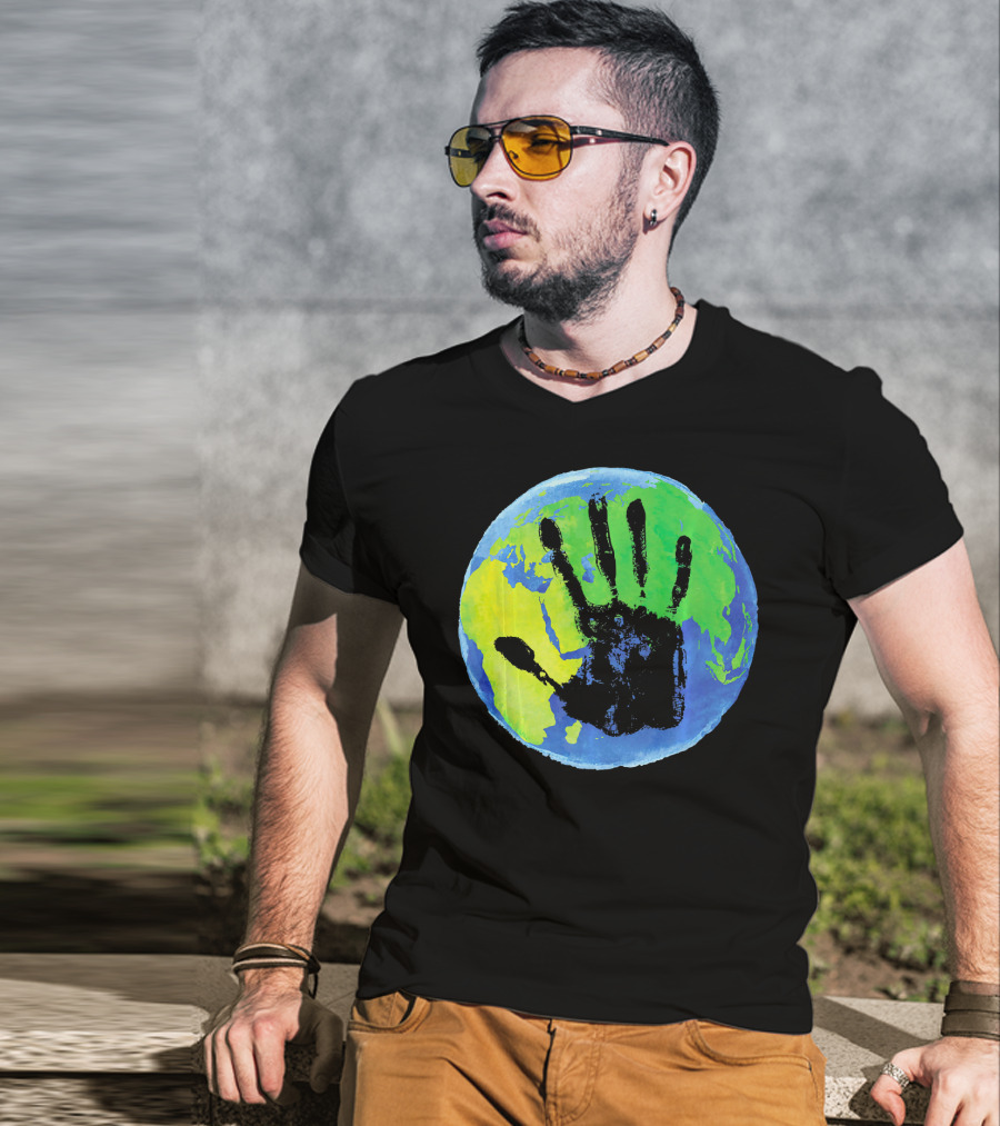 Earth Day Globe With Handprint Nature Conservation T-Shirt