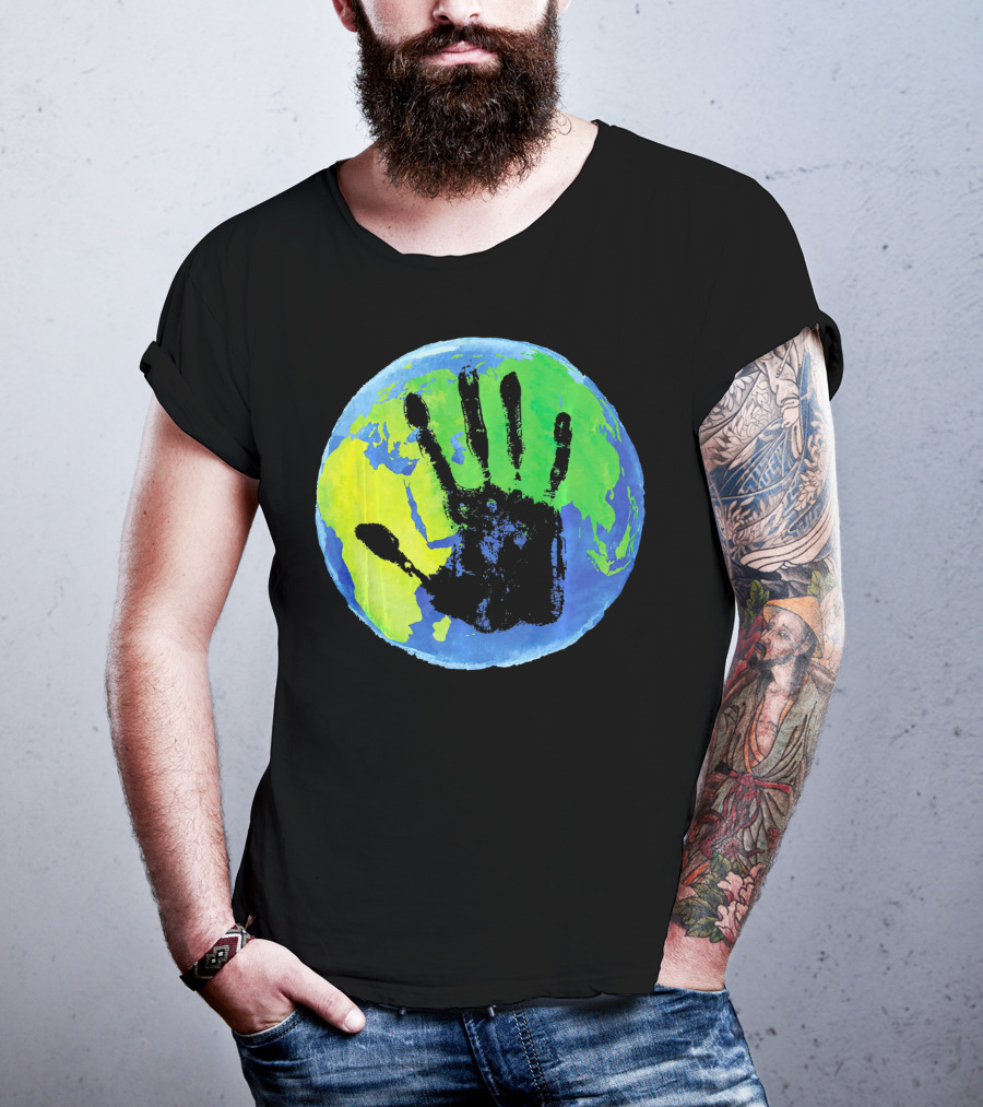 Earth Day Globe With Handprint Nature Conservation T-Shirt