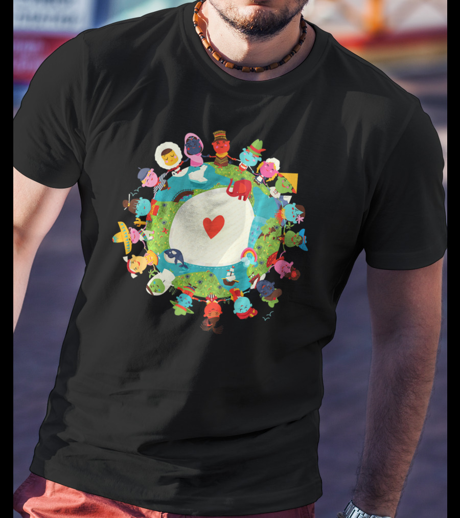 Kids United In Love For The Planet Earth With Heart And Diverse Children T-Shirt