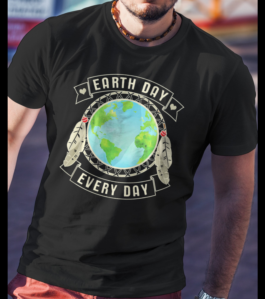 Earth Day Every Day Dreamcatcher Globe Feathers T-Shirt