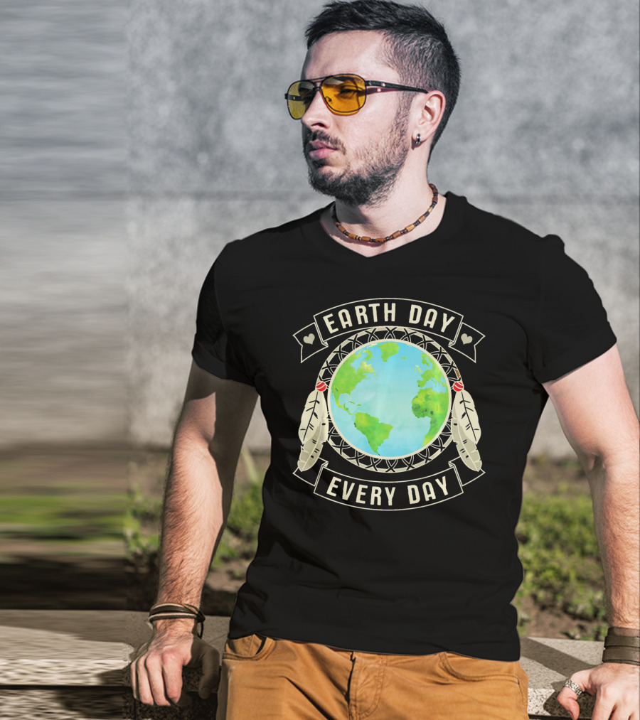 Earth Day Every Day Dreamcatcher Globe Feathers T-Shirt