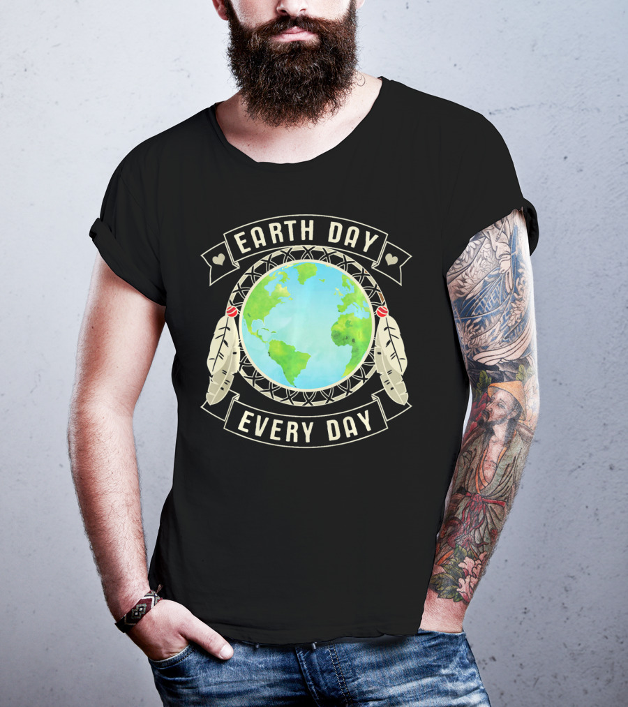 Earth Day Every Day Dreamcatcher Globe Feathers T-Shirt