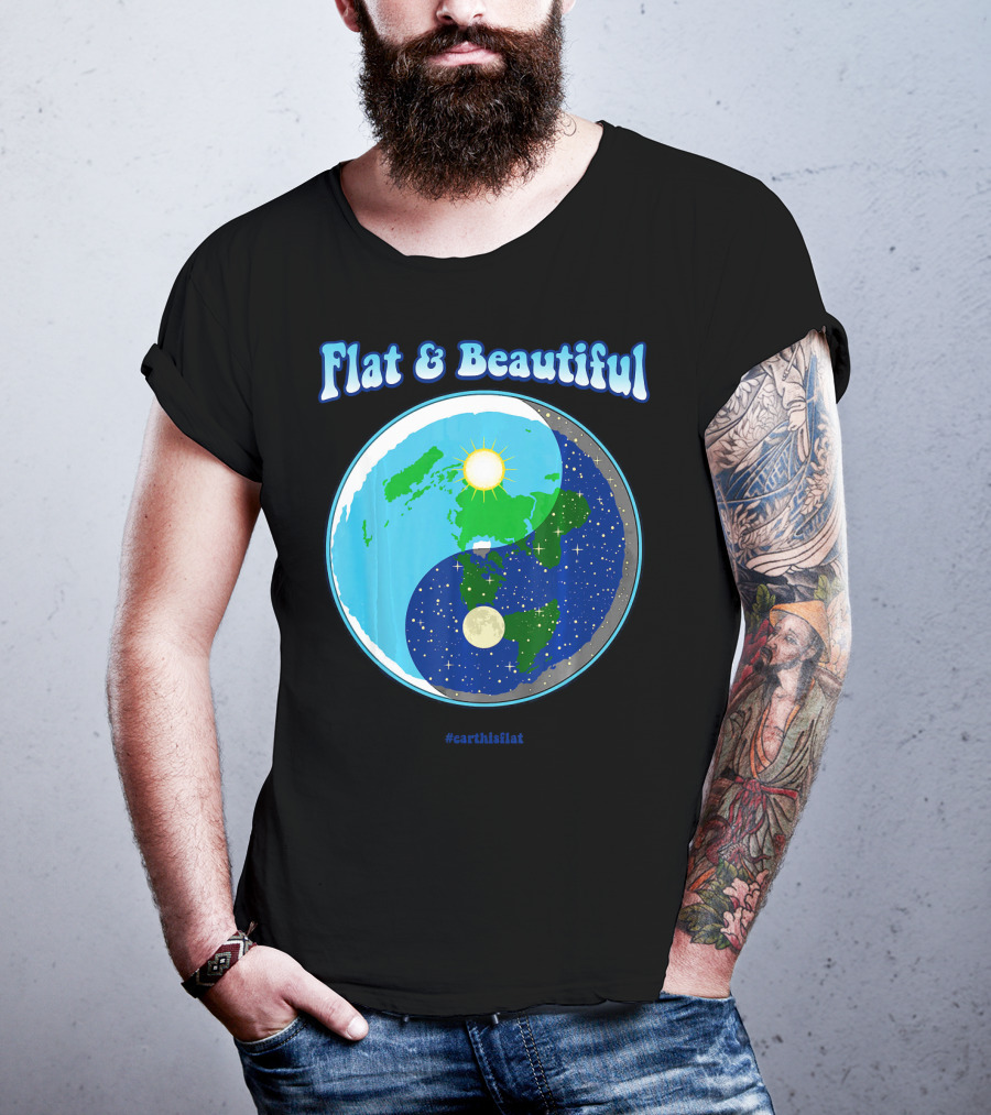 Flat And Beautiful Earth Ying Yang #earthisflat T-Shirt