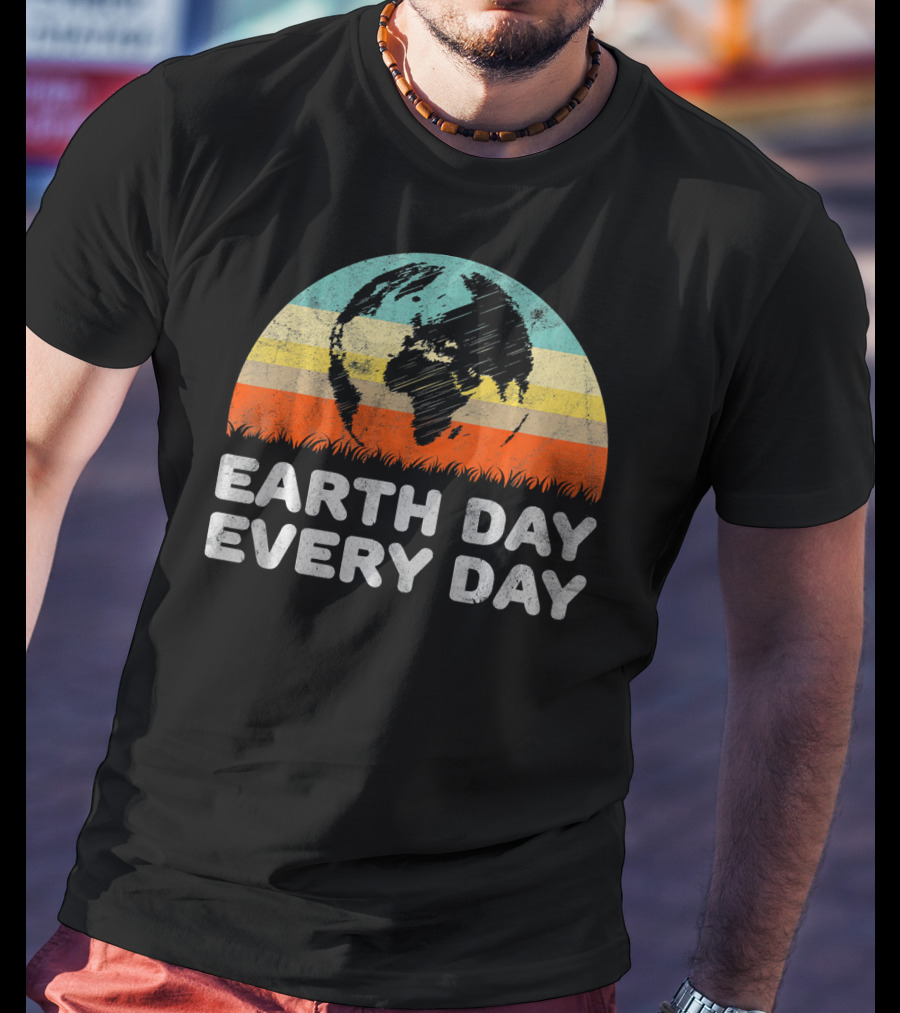 Earth Day Every Day Retro Environmental Stripes T-Shirt