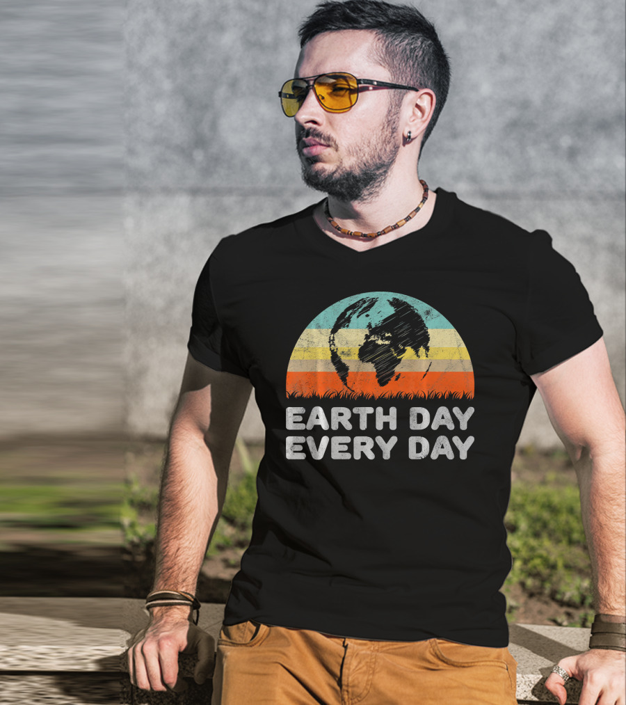 Earth Day Every Day Retro Environmental Stripes T-Shirt