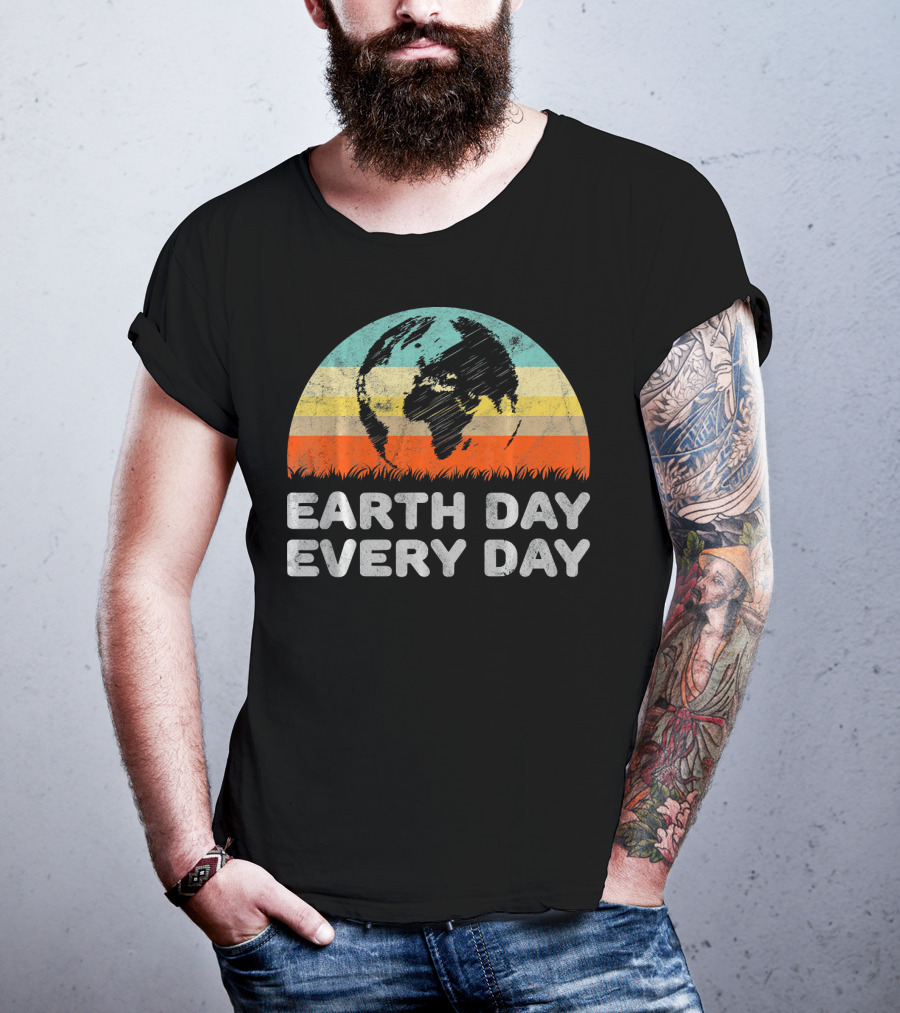Earth Day Every Day Retro Environmental Stripes T-Shirt